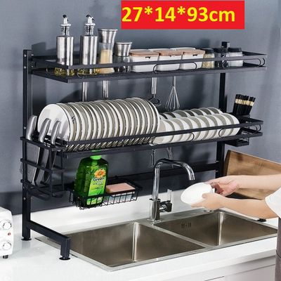 Kệ Inox Đen Bắc Ngang Bồn Rửa Chén (2 Tầng) Lớn