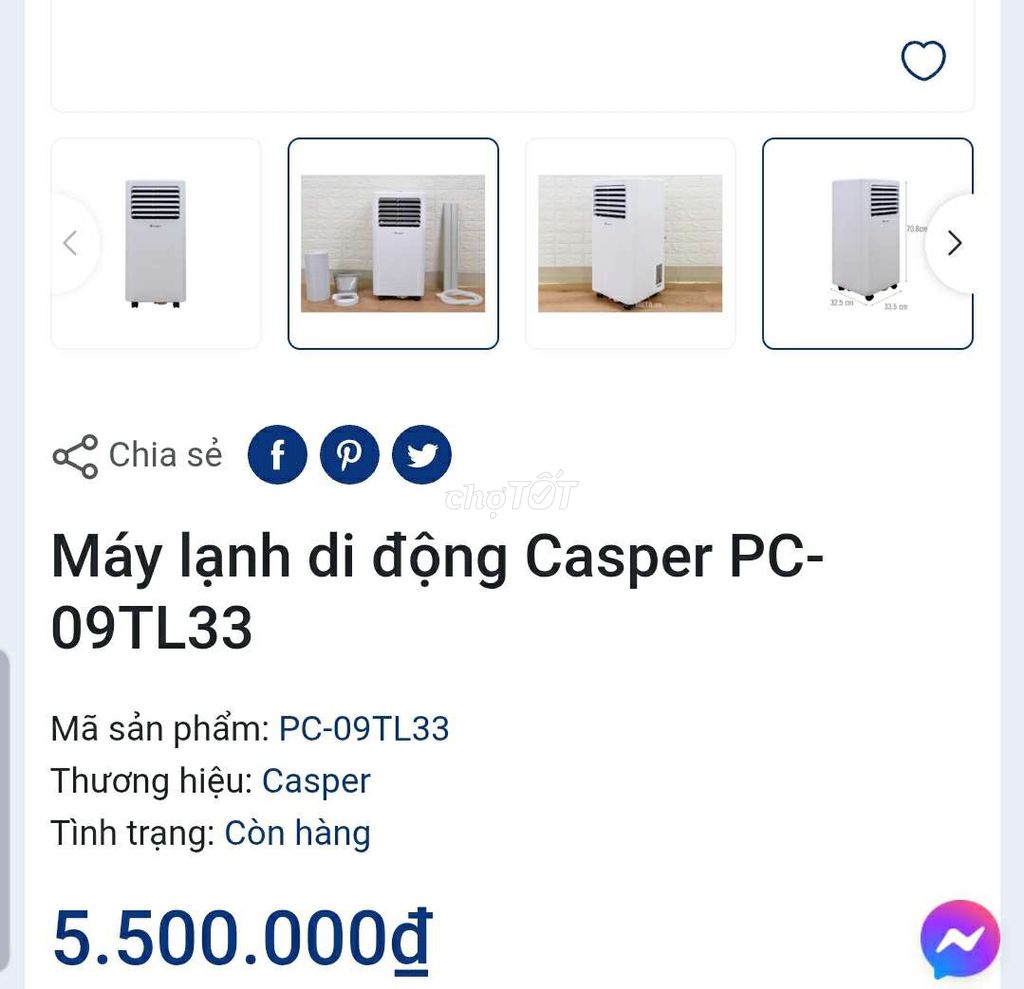 Thanh lý Máy lạnh di động Casper PC-09TL3. Mua bán Máy lạnh, điều hoà tại Thành phố Vũng Tàu Bà Rịa - Vũng Tàu được đăng bởi Mạnh Vũ hình 1