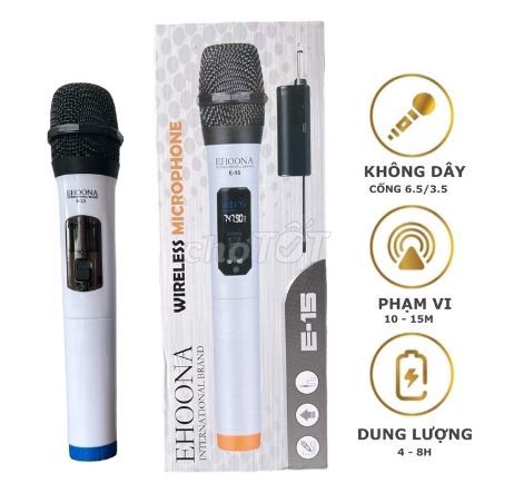 MICRO UHF KHÔNG DÂY EHOONA E15 ÂM THANH CỰC HAY