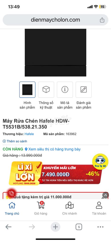 Máy rửa chén hafele