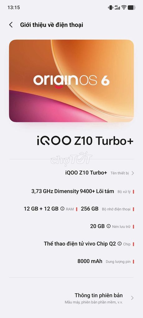 iQOO Z10 Turbo+ 256GB. Mua bán Điện thoại tại Thị xã Từ Sơn Bắc Ninh được đăng bởi Khang Vũ hình 1