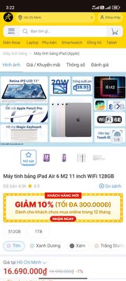 Ipad Air 6 M2 Wifi 128GB. Mua bán Máy tính bảng tại Thị xã Phú Mỹ Bà Rịa - Vũng Tàu được đăng bởi Shark Store Phú Mỹ