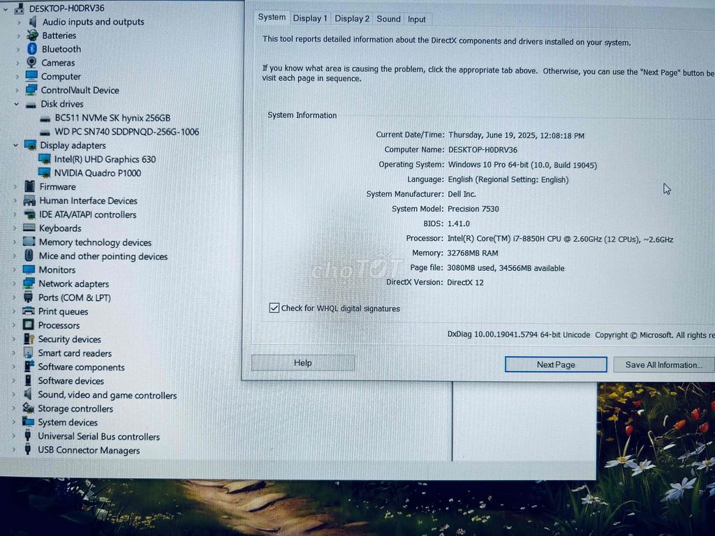 Dell Precision- I7 8850H| Ram 32G| 512G| Quadro 4G. Mua bán Laptop tại Thành phố Thủ Dầu Một Bình Dương được đăng bởi Huỳnh Thắng  hình 5