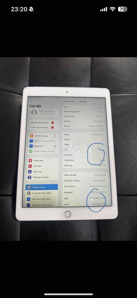 Apple iPad Air 2 64GB Trắng. Mua bán Máy tính bảng tại Quận Đống Đa Hà Nội được đăng bởi NhậtAnh Nguyễn hình 1