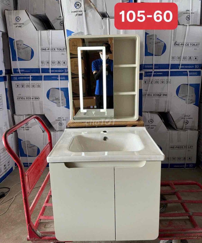 Tủ lavabo Nhựa ABS Gương đèn LED 60-47. Mua bán Thiết bị vệ sinh, nhà tắm tại Thành phố Thuận An Bình Dương được đăng bởi tổng kho sen vòi miền nam hình 1