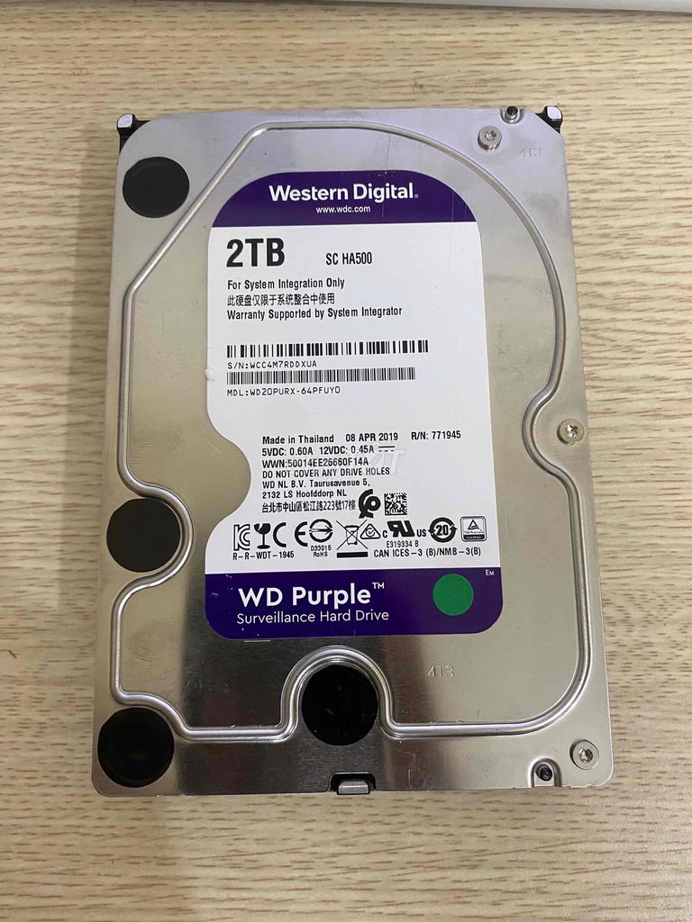 Ổ cứng HDD 2Tb WD tím BH 2 năm