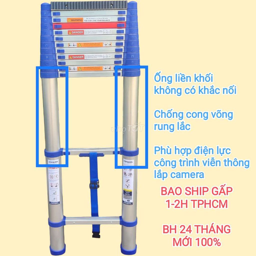 Thang rút 5m ống liền khối đai xanh Nakata