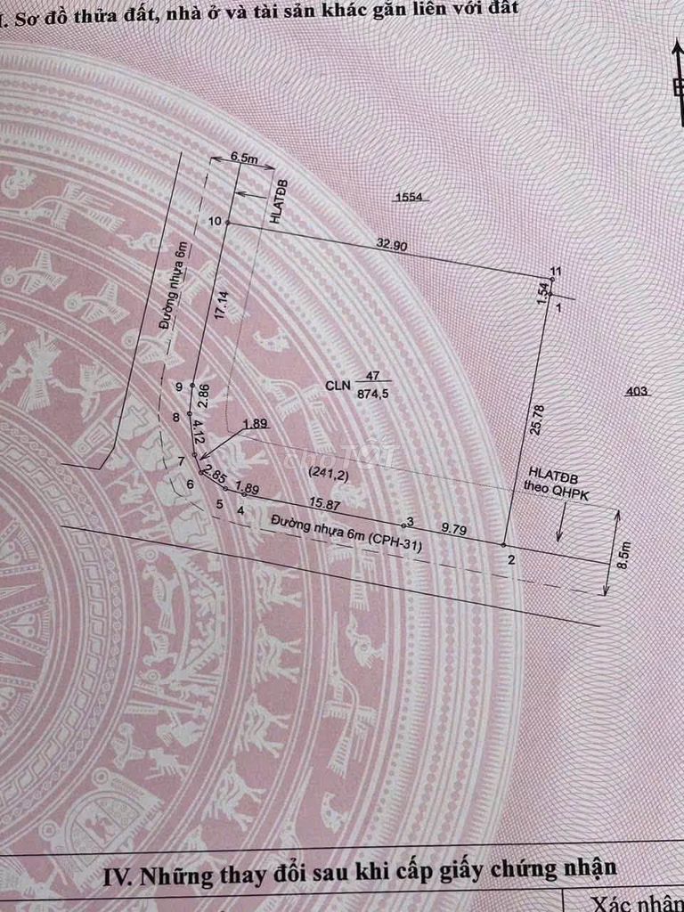 Bán đất lô góc Chánh Phú Hoà, 874m2, 6.5 tỷ