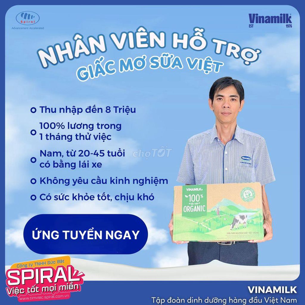 BÀ RỊA - TUYỂN NHÂN VIÊN HỖ TRỢ CỬA HÀNG VINAMILK