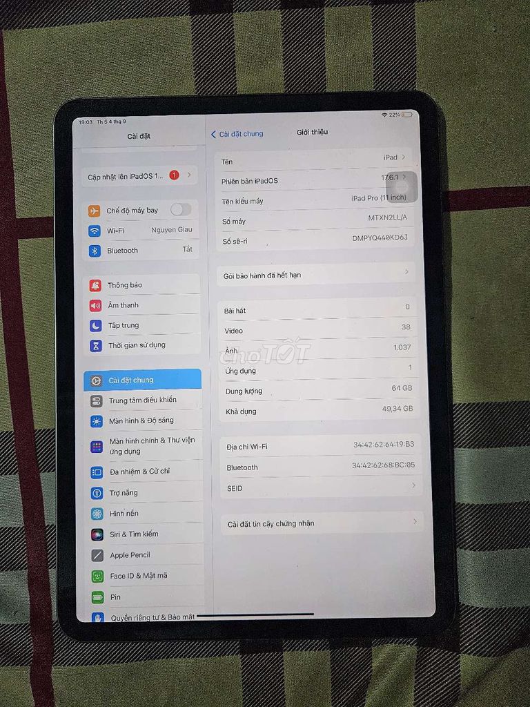 Ipad pro zin nguyên 99. Mua bán Máy tính bảng tại Thành phố Thuận An Bình Dương được đăng bởi minh hình 1