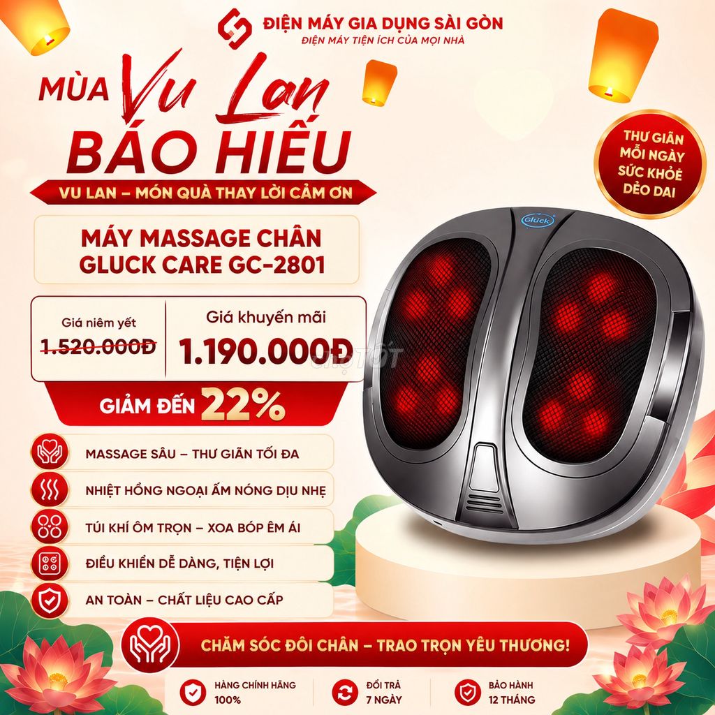 Máy massage chân Gluck Care GC-2801 Xám. Mua bán Nội thất, đồ gia dụng khác tại Huyện Hóc Môn Tp Hồ Chí Minh được đăng bởi Điện Máy Gia Dụng Sài Gòn  hình 1