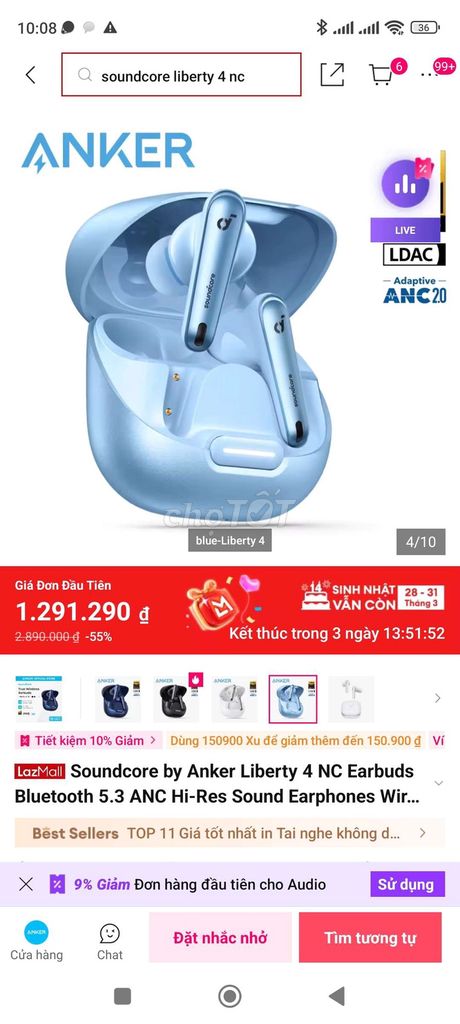 Tai nghe Anker Liberty 4 NC mua ngày 28/8. Mua bán Tivi, Âm thanh tại Quận 8 Tp Hồ Chí Minh được đăng bởi Vy Oanh  hình 1