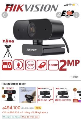 Webcam Hikvision E12 1080P pass nhanh 300k