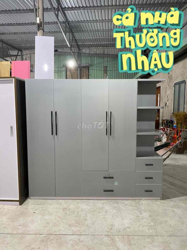 Tủ quần áo Nhựa Đài Loan_4 cánh liền kệ nhựa ĐL. Mua bán Tủ, kệ gia đình tại Thành phố Thủ Đức Tp Hồ Chí Minh được đăng bởi Nội Thất Gia Đình hình 1