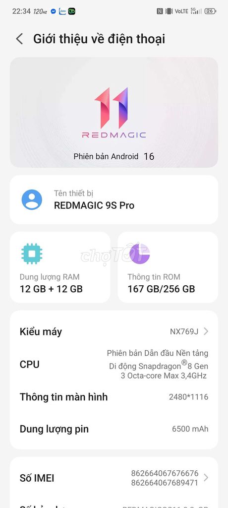 Redmagic 9S Pro 256GB Trắng. Mua bán Điện thoại tại Huyện Tân Yên Bắc Giang được đăng bởi Đinh Văn Quang hình 1