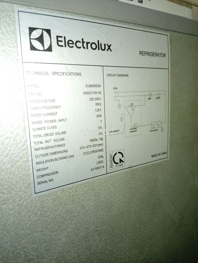 Tủ lạnh Electrolux 90L đã sử dụng. Mua bán Tủ lạnh tại Quận Bình Thạnh Tp Hồ Chí Minh được đăng bởi Trần Phú Lộc hình 1