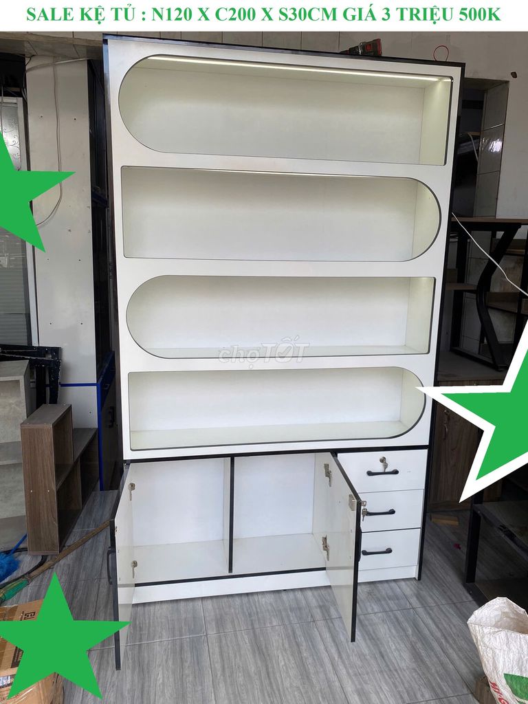 KỆ 120X2MX30CM PHỦ MELAMINE TRẮNG TRƯNG NƯỚC HOA. Mua bán Tủ, kệ gia đình tại Quận 12 Tp Hồ Chí Minh được đăng bởi  NỘI THẤT GIÁ XƯỞNG TPHCM hình 1