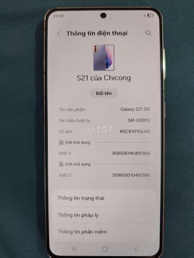 Samsung Galaxy S21 5G Tím Đã sử dụng. Mua bán Điện thoại tại Huyện Thường Tín Hà Nội được đăng bởi lê công hình 1