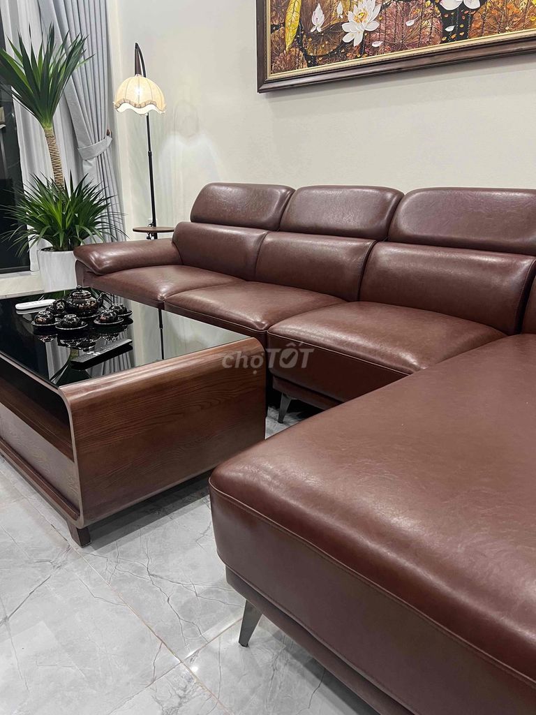 Bộ bàn ghế sofa Da Nâu Mới. Mua bán Bàn ghế tại Quận Bắc Từ Liêm Hà Nội được đăng bởi Chu Lam hình 1