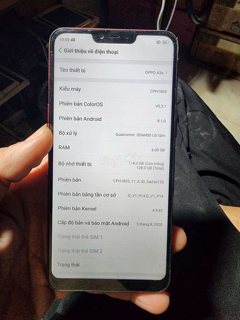 OPPO A3s 128GB Đỏ Android 8.1.0. Mua bán Điện thoại tại Quận Bình Thạnh Tp Hồ Chí Minh được đăng bởi tùng  hình 1