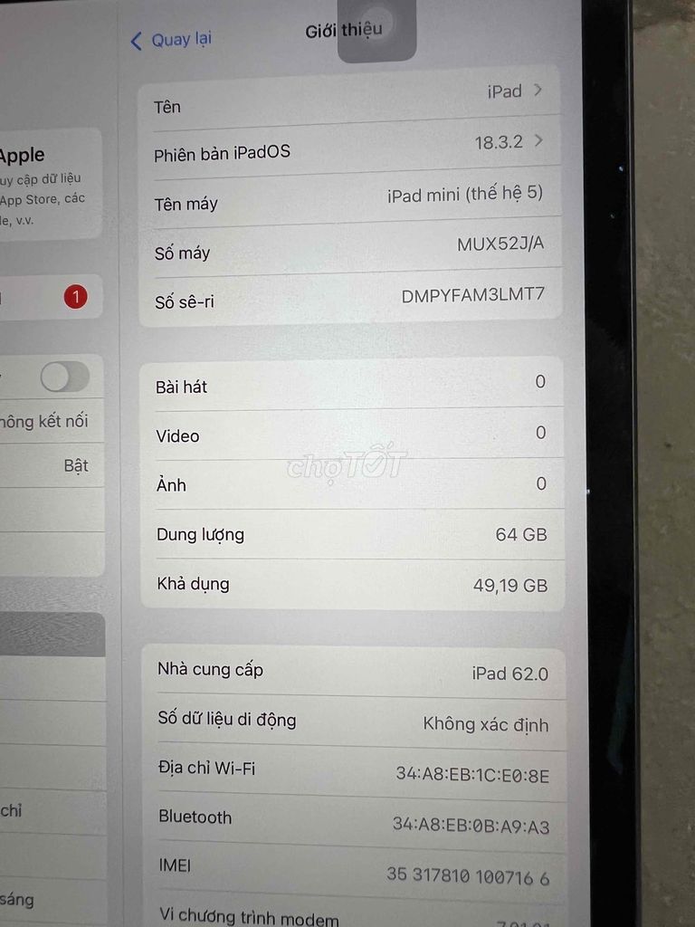 Ipad Mini 5 4G WiFi Pin Cao Full Chức Năng. Mua bán Máy tính bảng tại Thành phố Long Xuyên An Giang được đăng bởi minh khánh hình 4