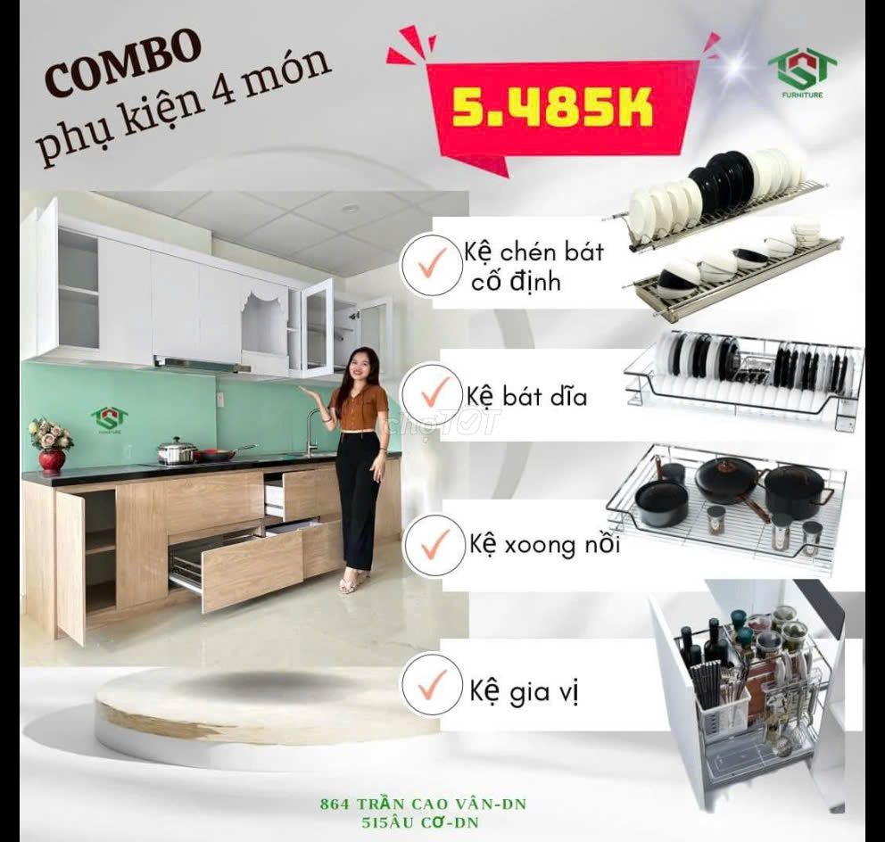 Combo 4 món kệ phụ kiện bếp cơ bản cần thiết