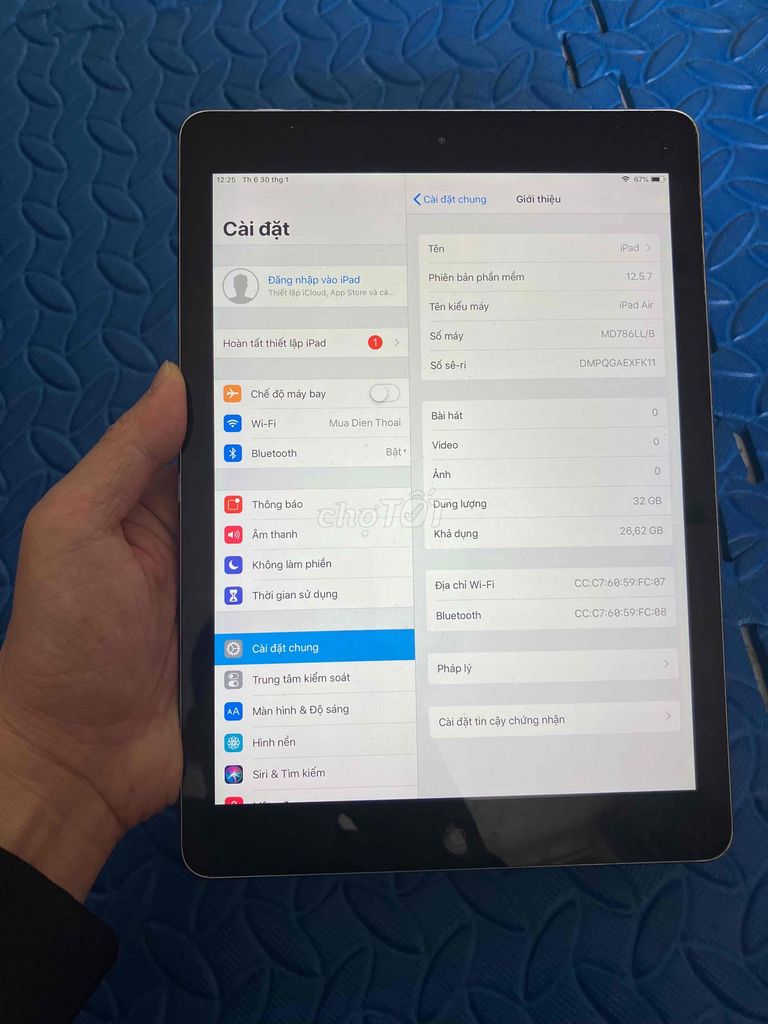 Apple iPad Air 32GB Bạc zin cũ. Mua bán Máy tính bảng tại Quận Hà Đông Hà Nội được đăng bởi Mạnh Mobile hình 1
