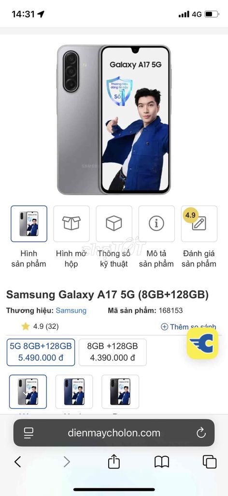 Samsung Galaxy A17 5G 128GB Xám. Mua bán Điện thoại tại Huyện Hóc Môn Tp Hồ Chí Minh được đăng bởi Phạm Hào hình 1