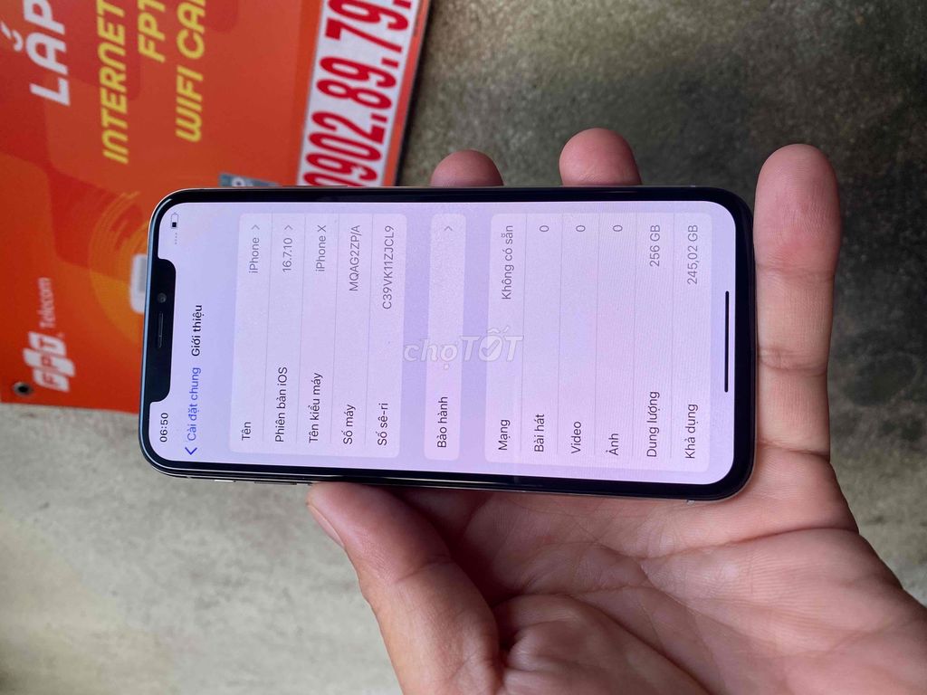 Iphone X trắng 256g quốc tế pin 82%. full ok