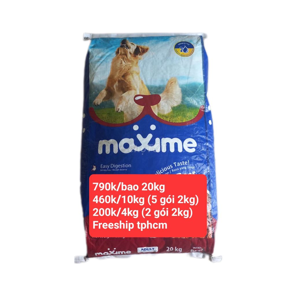 Freeship 20KG thức ăn cho chó Maxime vị Bò