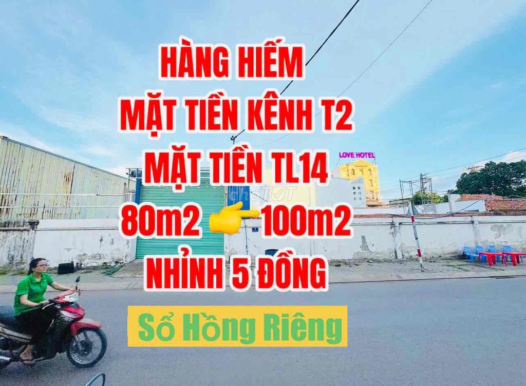 ĐẤT 5m X 20m- MẶT TIỀN KÊNH T2- TL14 -Ấp Tiền Lân- Xã Bà Điểm