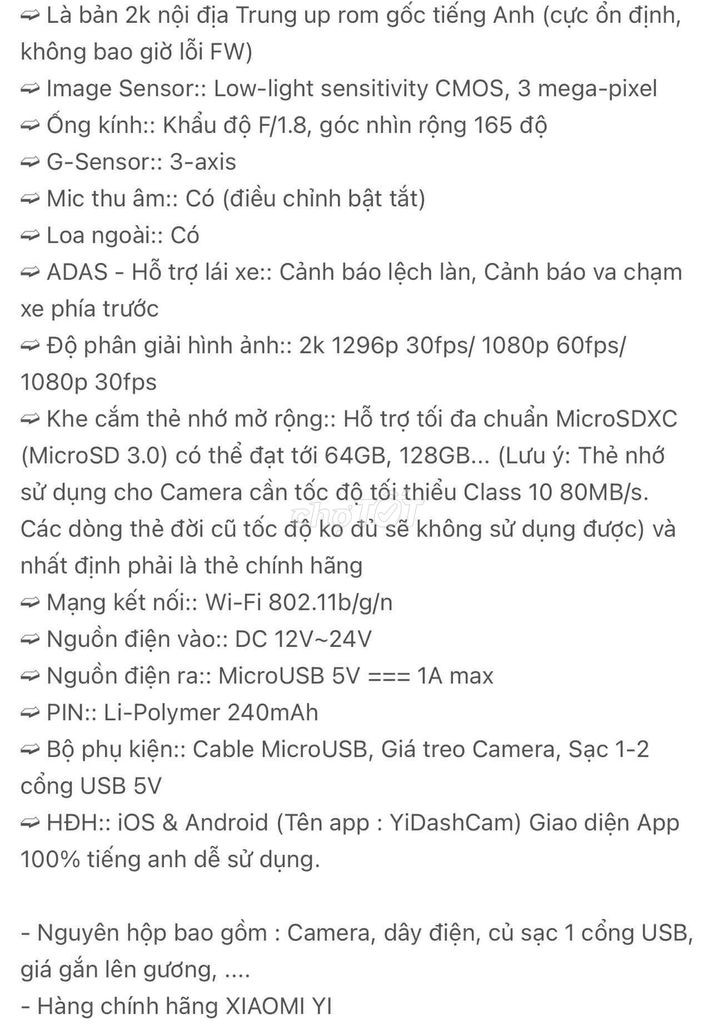 Tháo xe cần bán cam hành trình xiaomi