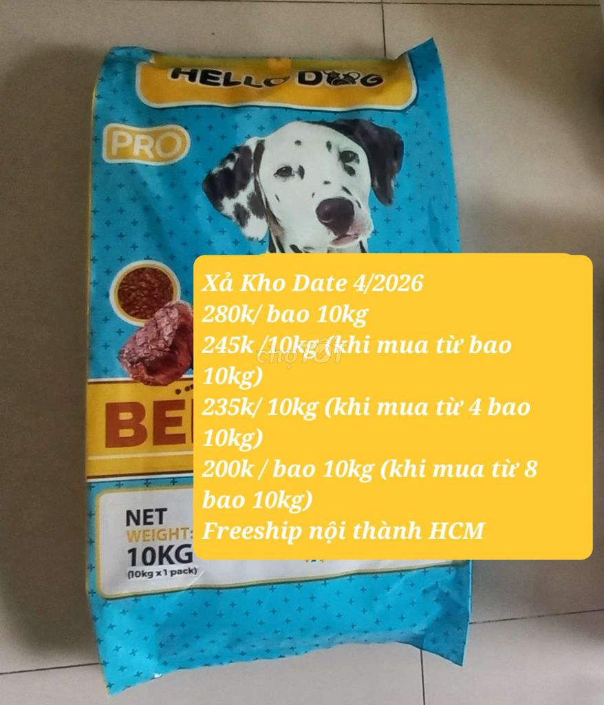 Xả Kho 280k/10kg Thức ăn cho chó Hello Dog 10kg. Mua bán Phụ kiện, Thức ăn, Dịch vụ tại Huyện Nhà Bè Tp Hồ Chí Minh được đăng bởi Hanh hình 1