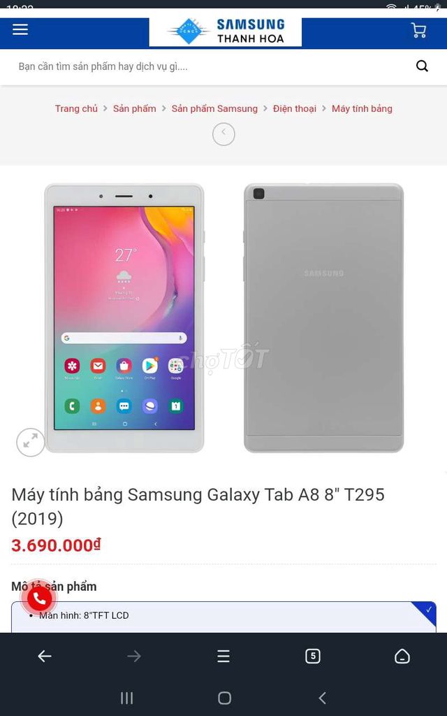 Samsung Galaxy Tab A8 8 inch. Mua bán Máy tính bảng tại Quận 8 Tp Hồ Chí Minh được đăng bởi Hoa Dang hình 1