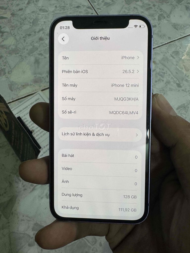 Apple iPhone 12 mini 128GB Tím Đã thay pin. Mua bán Điện thoại tại Huyện Châu Thành Bến Tre được đăng bởi Từ Văn Thanh hình 1