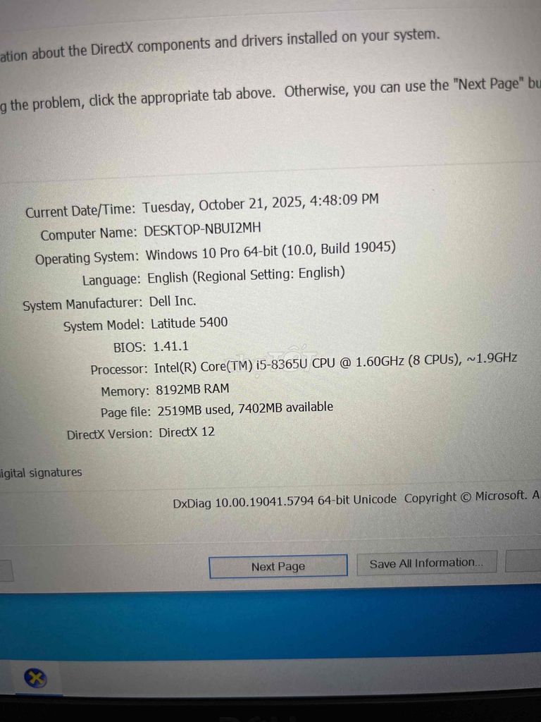 Laptop dell 5400 i5 8365U/ ram 8/ ssd 256/ 14 FHD. Mua bán Laptop tại Thành phố Bắc Ninh Bắc Ninh được đăng bởi Lương Bích Luyên  hình 6