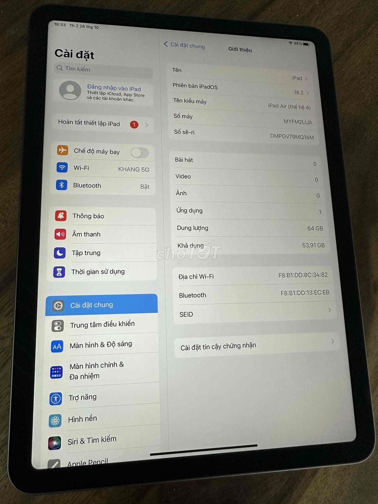 ipad air 4 bản wifi 64g