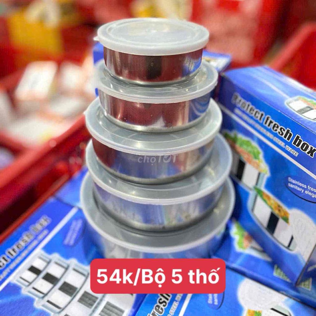 ✅BỘ 5 THỐ INOX PROTECT FRESH BOX CÓ NẮP ĐẬY