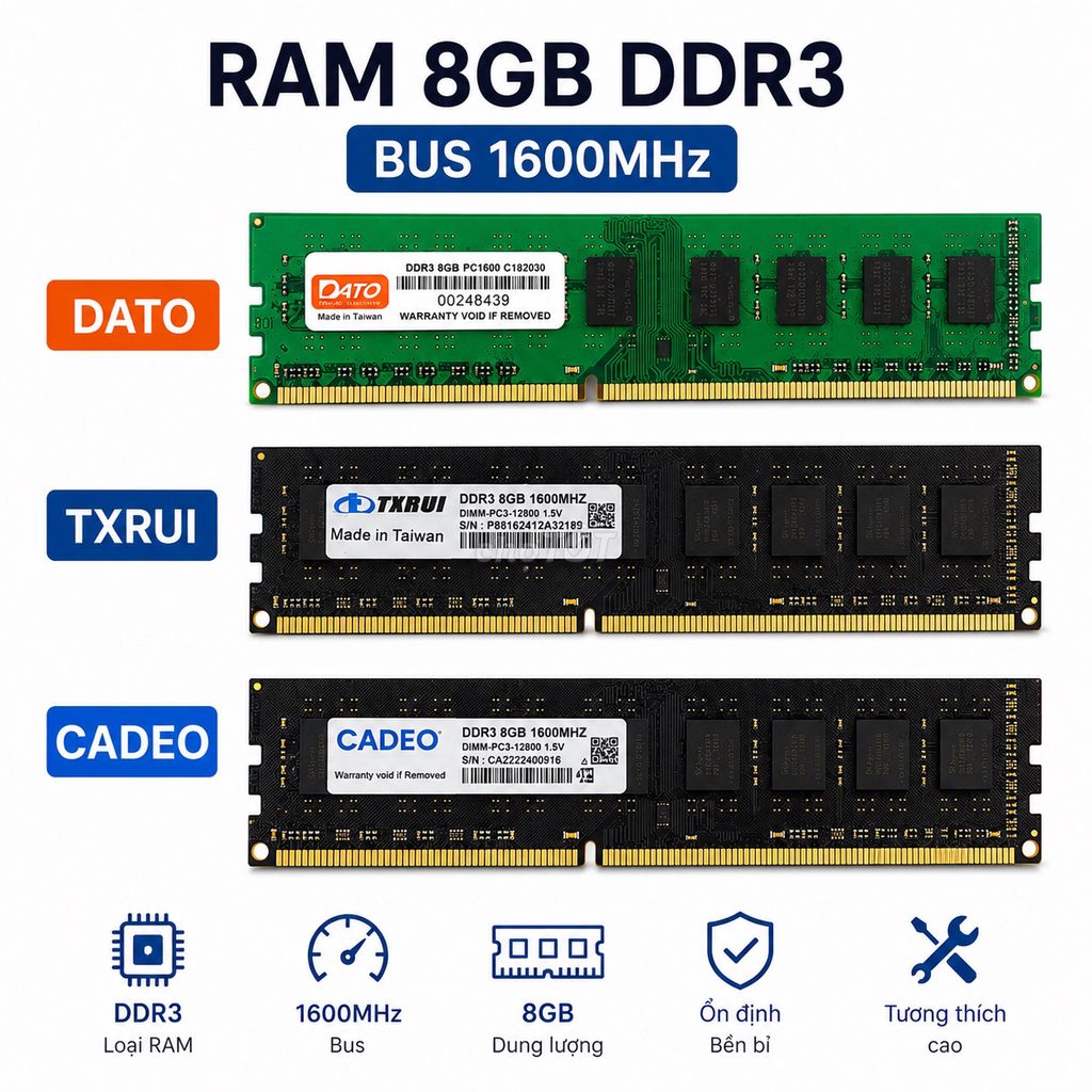 Ram PC DDR3 8GB Bus 1600 New Box BH 36 Tháng. Mua bán Linh kiện (RAM, Card...) tại Quận 6 Tp Hồ Chí Minh được đăng bởi Trần Thành Đại hình 1