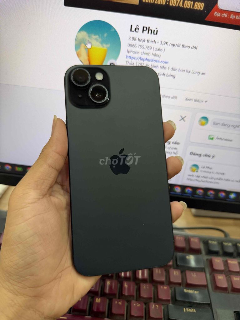 Apple iPhone 15 Plus Đen Đã sử dụng. Mua bán Điện thoại tại Huyện Đức Hòa Long An được đăng bởi Lê Phú hình 1