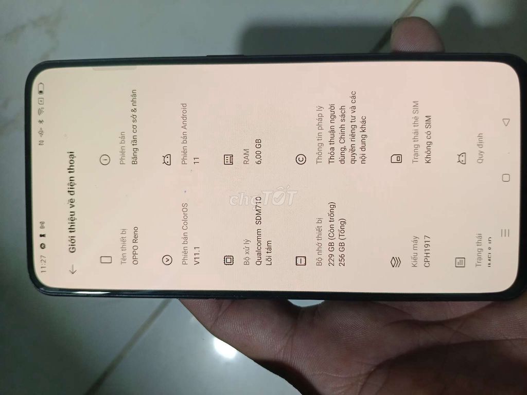 Oppo Reno 6GB/256GB 99,99%, vân nhạy, full CN. Mua bán Điện thoại tại Thành phố Thủ Đức Tp Hồ Chí Minh được đăng bởi SV APPLE hình 1