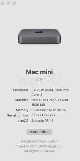 Mac mini 2018 i3 8gb/ 256gb