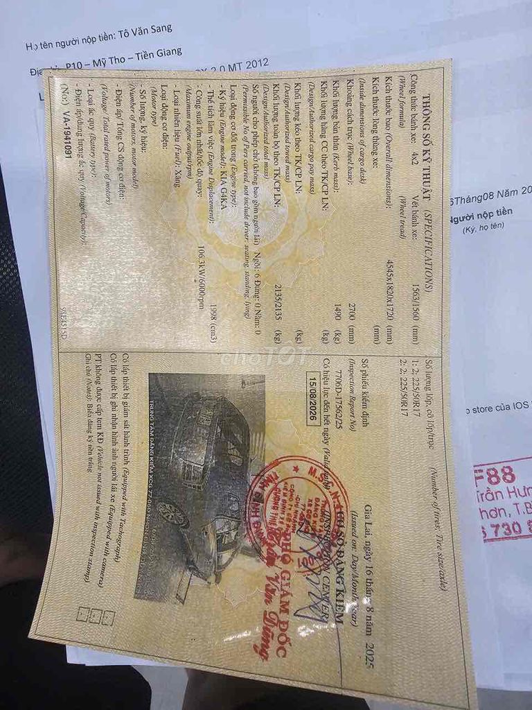 Carens 2012 . máy số zin . đăng kiểm 08/2026. Mua bán Ô tô tại Huyện Hóc Môn Tp Hồ Chí Minh được đăng bởi hoang van hình 3