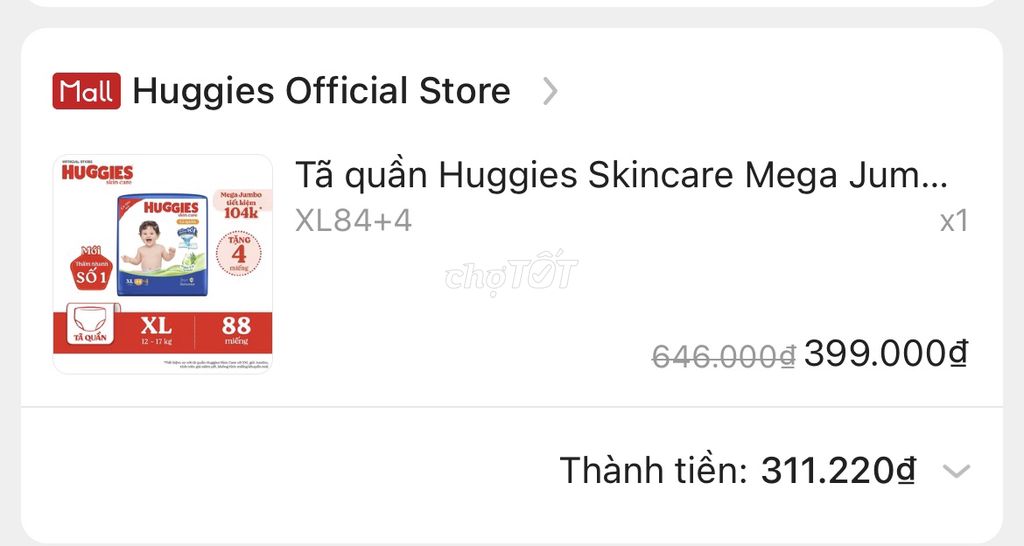 Tã quần Huggies XL 12-17kg 88 miếng. Mua bán Mẹ và bé tại Quận Sơn Trà Đà Nẵng được đăng bởi Phan Nguyên Nguyên hình 1