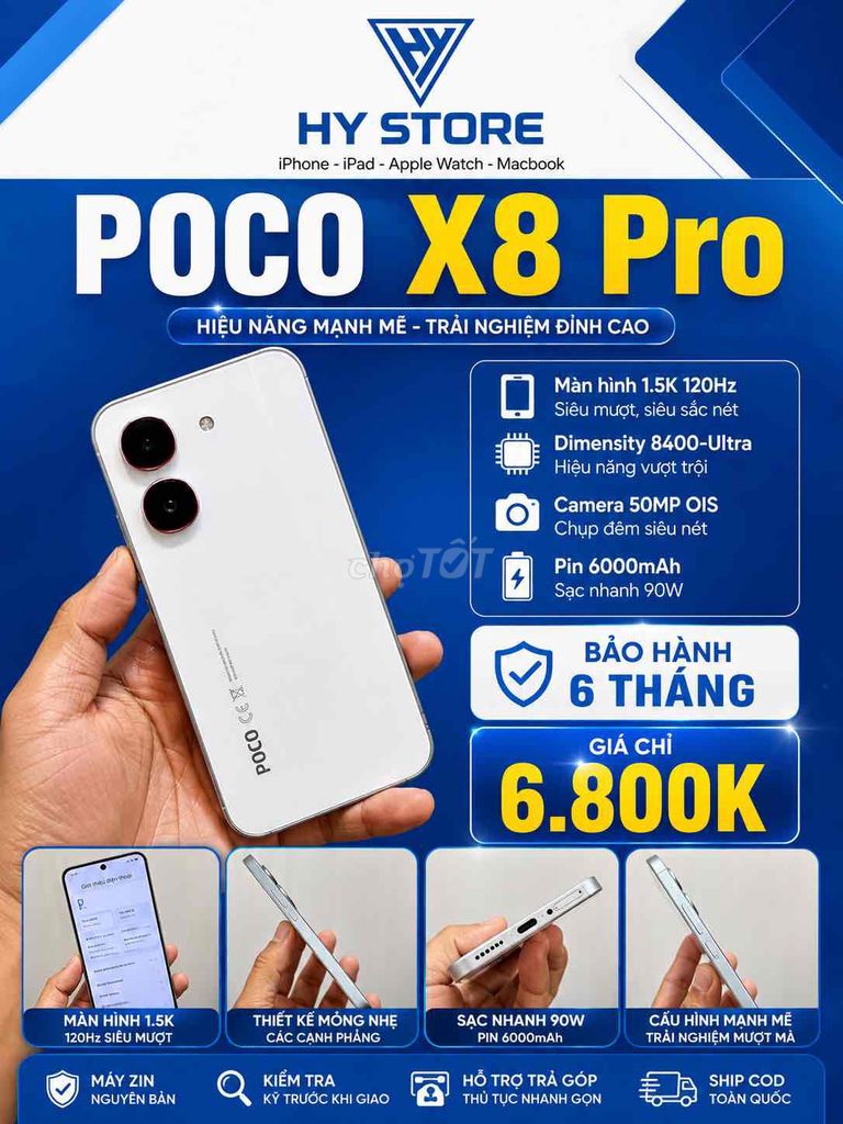 POCO X8 Pro Trắng 1.5K 120Hz 50MP OIS. Mua bán Điện thoại tại Thành phố Cao Lãnh Đồng Tháp được đăng bởi Phúc HY STORE hình 1
