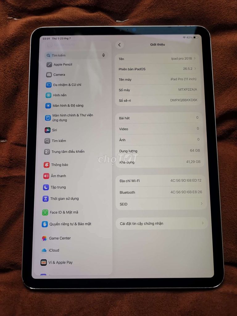 Apple iPad Pro 2018 Wifi 64GB Đã qua sử dụng. Mua bán Máy tính bảng tại Quận Ninh Kiều Cần Thơ được đăng bởi Minh An Ipad hình 1