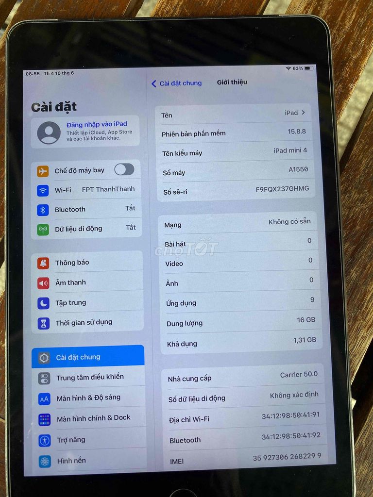 Apple iPad mini 4 Xám , máy A1550 , có wifi và 4g. Mua bán Máy tính bảng tại Thành phố Cà Mau Cà Mau được đăng bởi Phat Dat hình 1