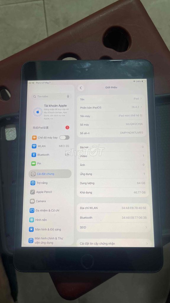 Apple iPad mini 5th Xám 64GB wifi. Mua bán Máy tính bảng tại Quận Thanh Xuân Hà Nội được đăng bởi Khải hình 1