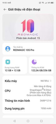 REDMAGIC 10S Pro 24GB/256GB. Mua bán Điện thoại tại Thị xã Bến Cát Bình Dương được đăng bởi Tien Nguyen