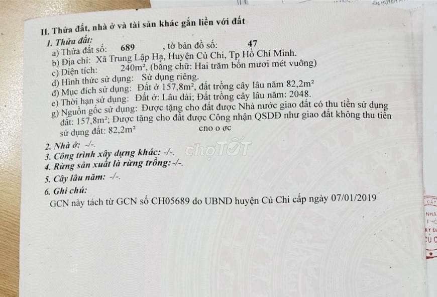 Bán Đất 2 Mặt Tiền Ngay KCN Tây Bắc- Trung Lập Hạ-Củ Chi